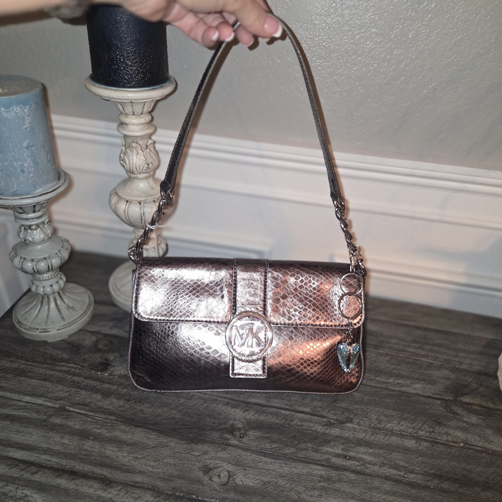 Michael Kors Gunmetal Metallic Designer Shoulder Bag. NWOT.